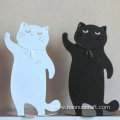 Soporte de libro de estudiante creativo gato de dibujos animados en blanco y negro